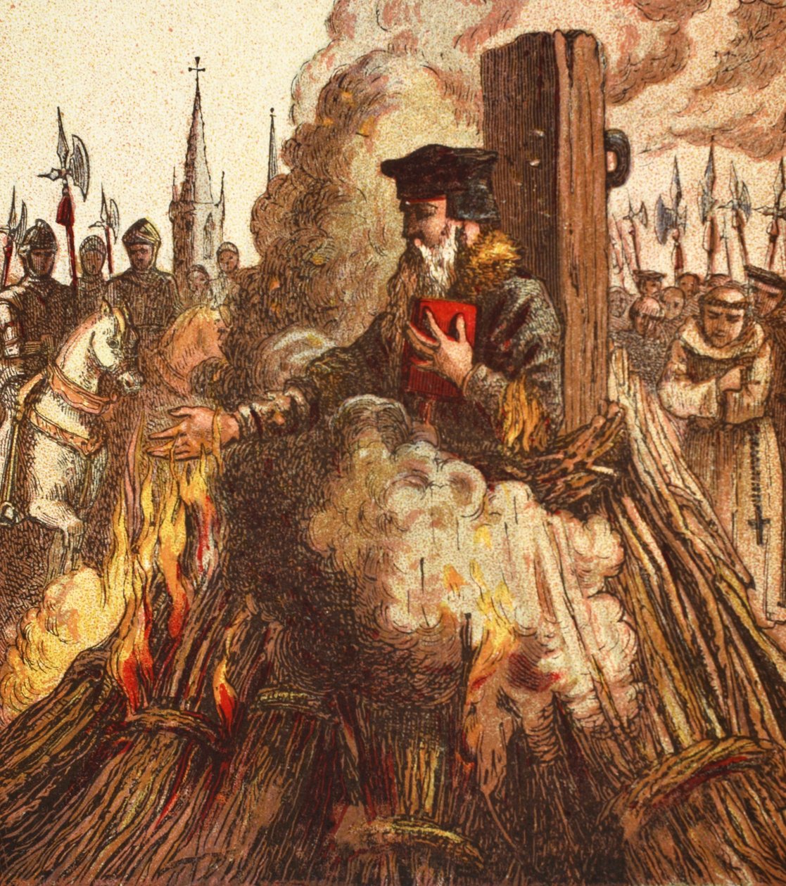 Die Verbrennung von Cranmer, veröffentlicht 1890 von English School