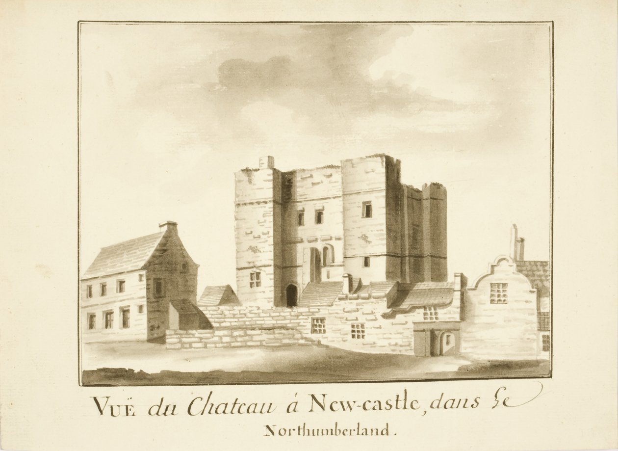 Das Schloss, Newcastle upon Tyne (Tinte & Bleistift auf Papier) von English School