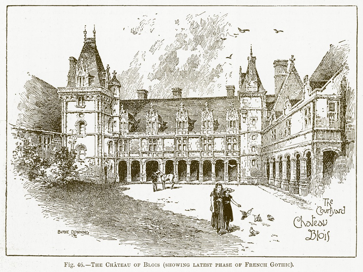Das Schloss von Blois (zeigt die letzte Phase der französischen Gotik) (Gravur) von English School