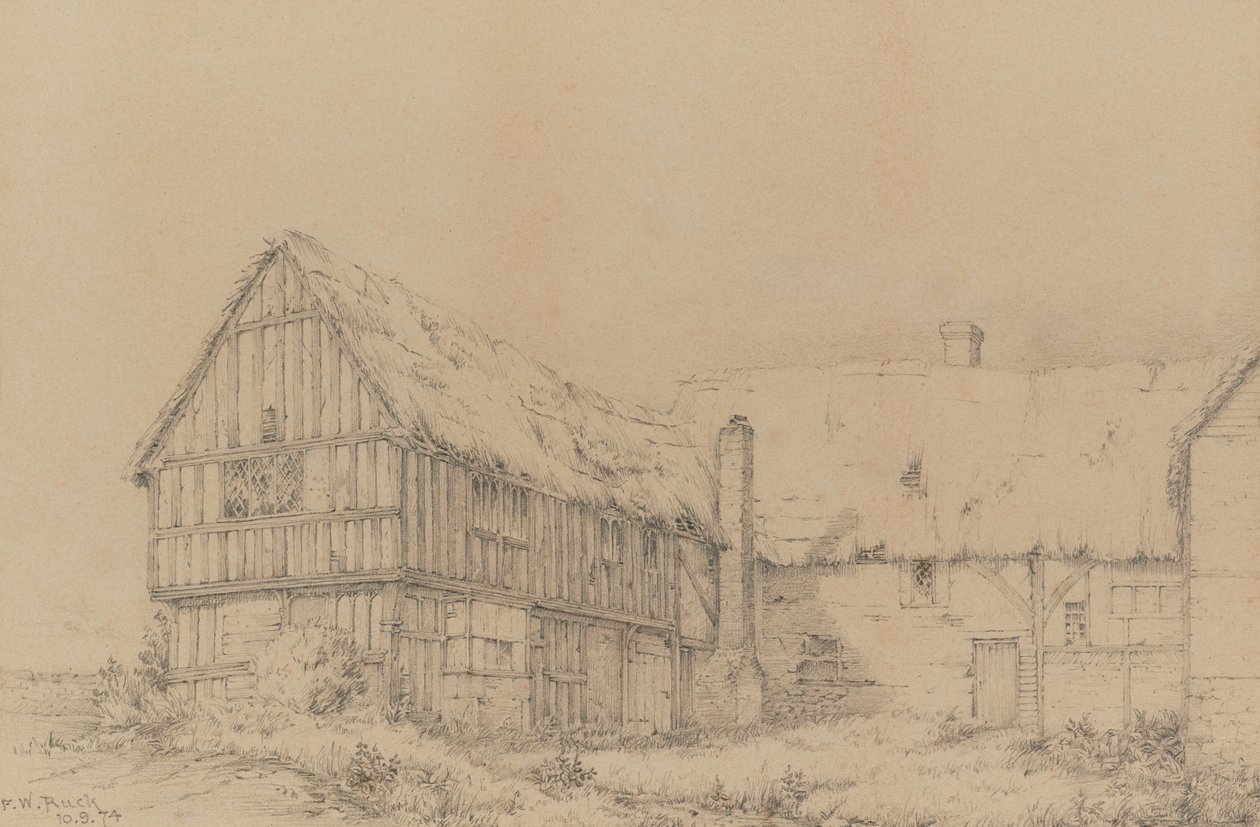 The Court Lodge in East Farleigh, nahe Maidstone, ca. 1874 (Bleistift) von English School
