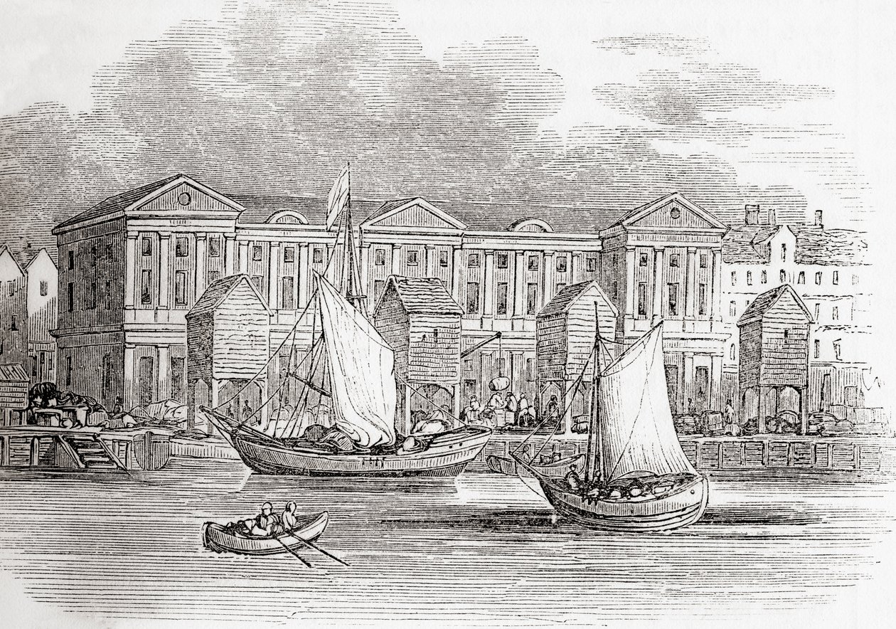 Das Zollhaus, London, England, wie es vor dem Großen Brand aussah, aus Old England: A Pictorial Museum, veröffentlicht 1847 von English School