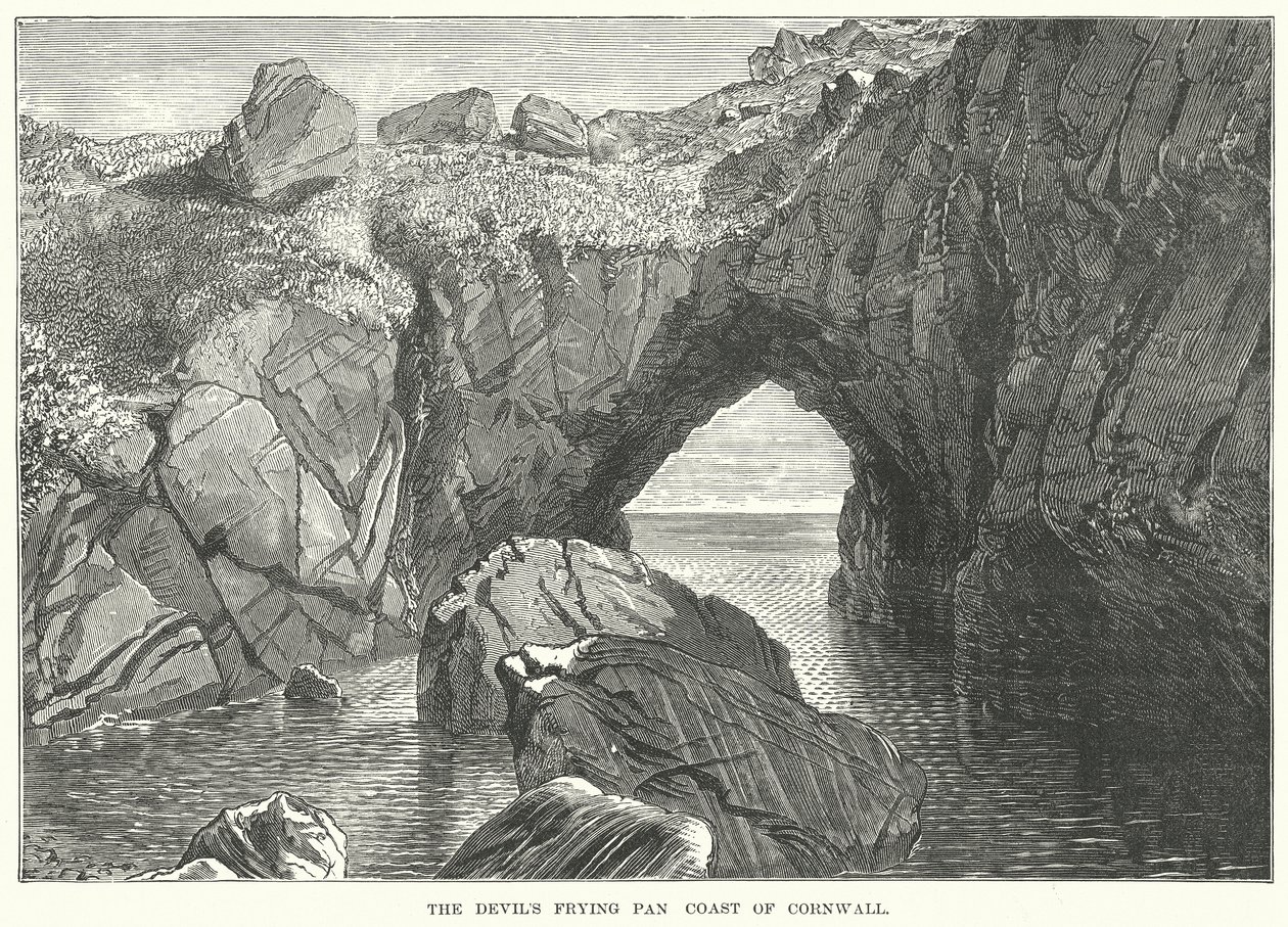 Die Teufelspfanne Küste von Cornwall (Gravur) von English School