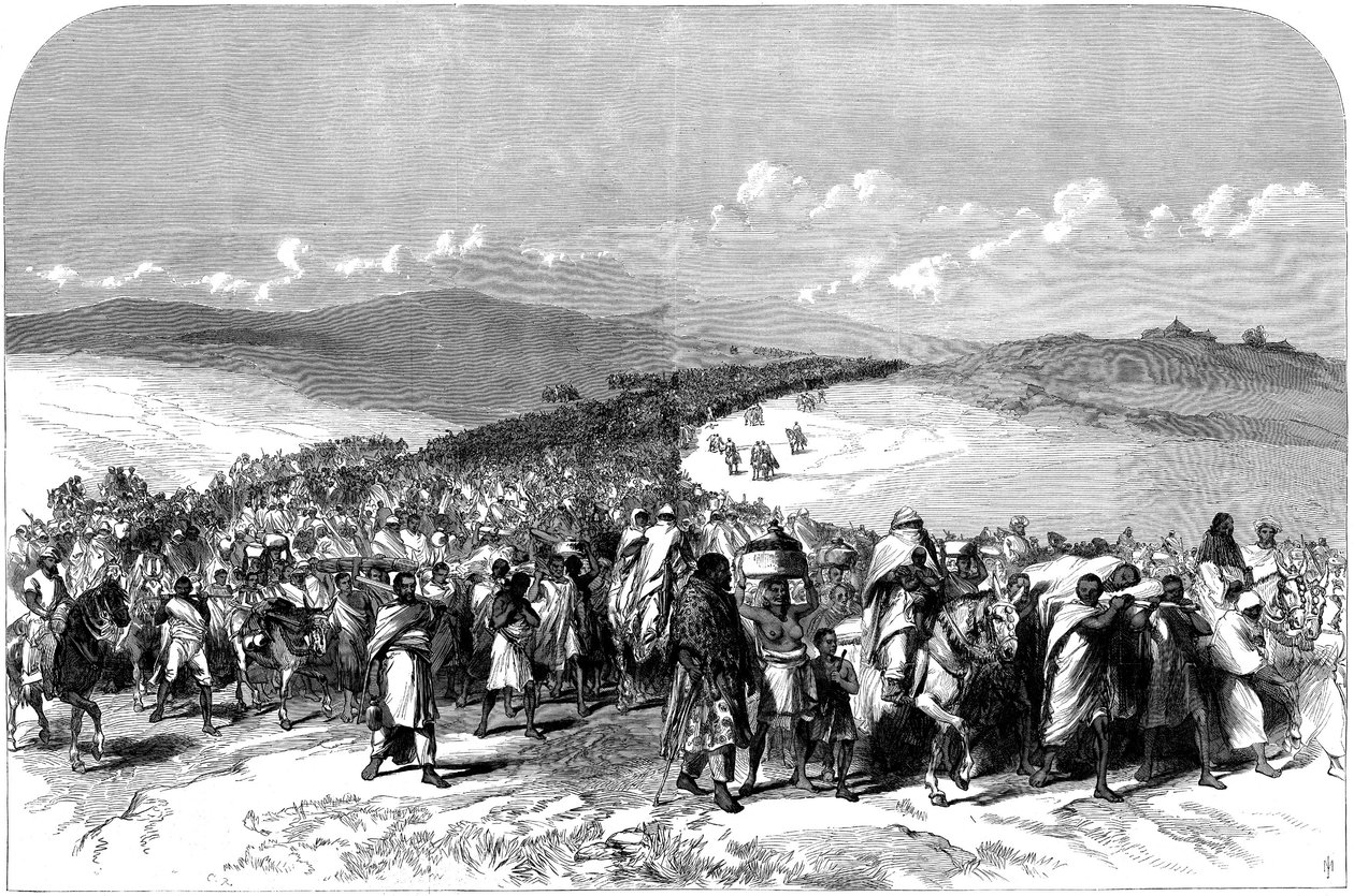 Der Exodus von Theodors zerschlagener Armee, aus Die britische Expedition nach Abessinien, 1868 von English School