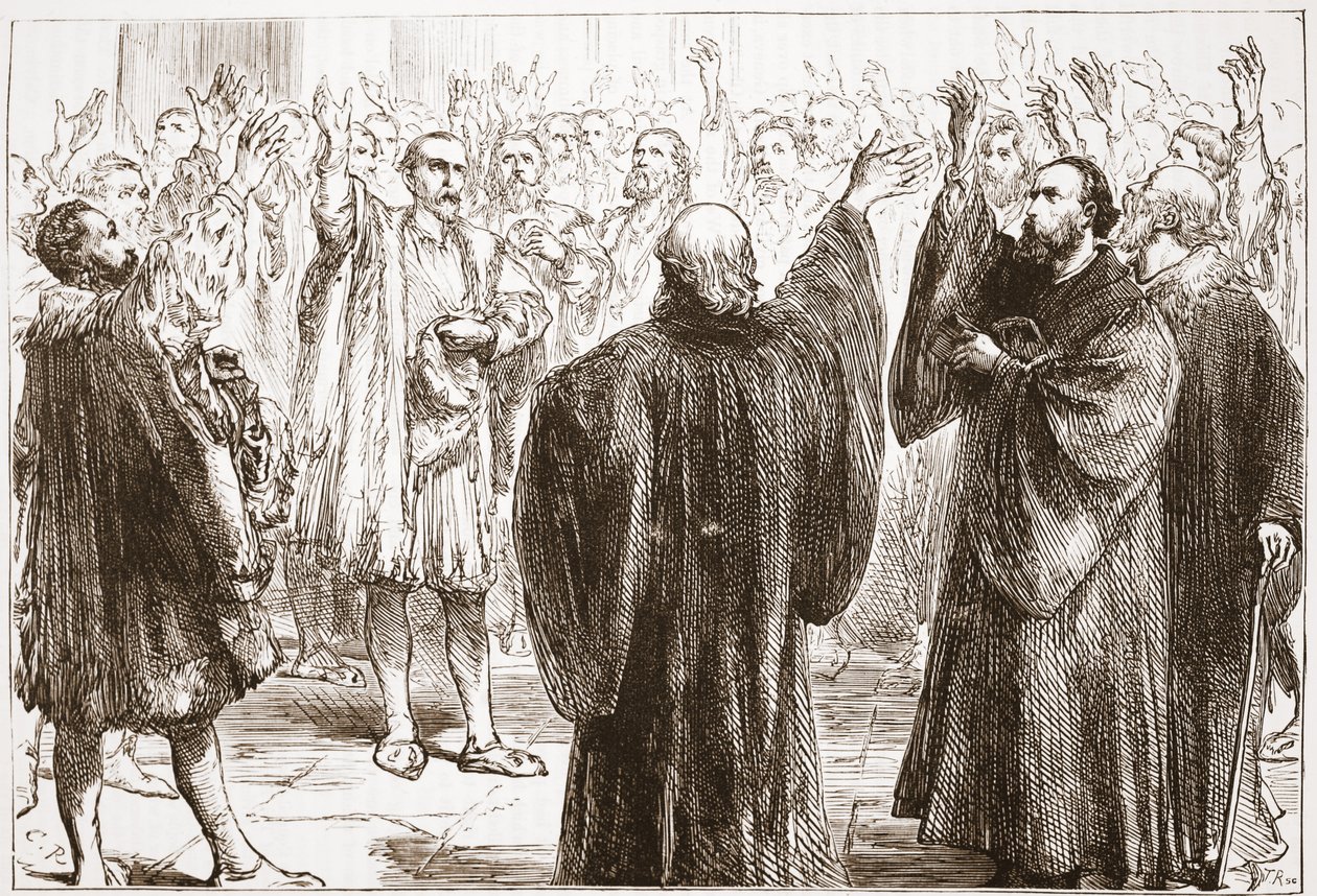 Die Genfer schwören ihren Verzicht auf den Katholizismus, Illustration aus Die Geschichte des Protestantismus von James Aitken Wylie, veröffentlicht 1878 von English School