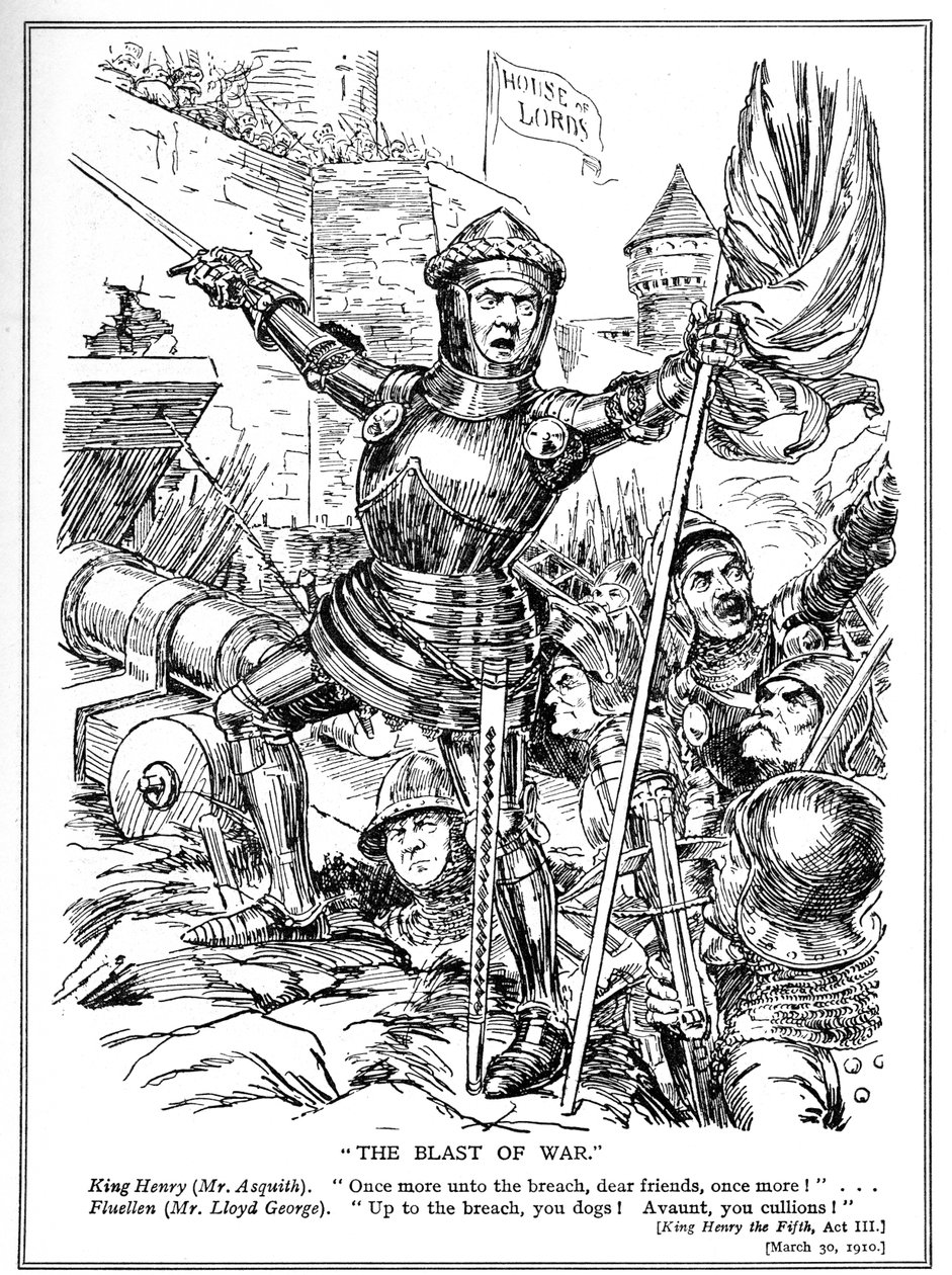 Die Liberalen, angeführt von Asquith und Lloyd George, greifen das House of Lords an, 1910 von English School