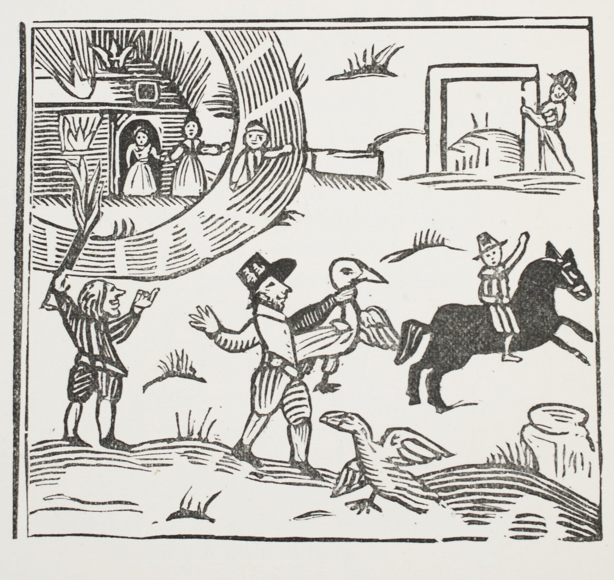 Die verrückten Streiche von Tom Tram, Illustration aus Chap-books des achtzehnten Jahrhunderts von John Ashton, veröffentlicht 1882 von English School