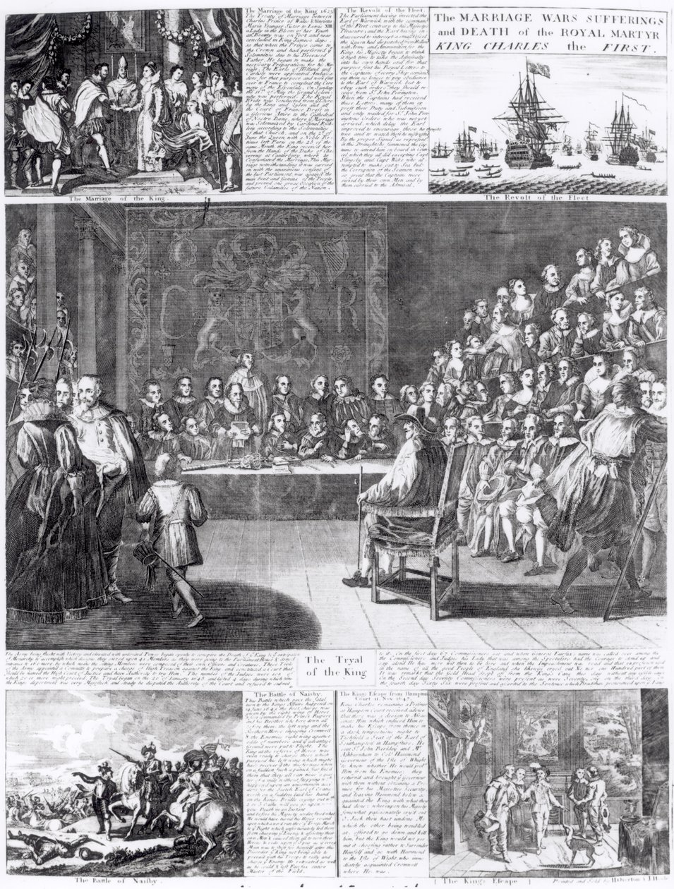 Die Ehe, Kriege, Leiden und der Tod des königlichen Märtyrers, König Karl I., gedruckt von Henry Overton und J. Hoole von English School