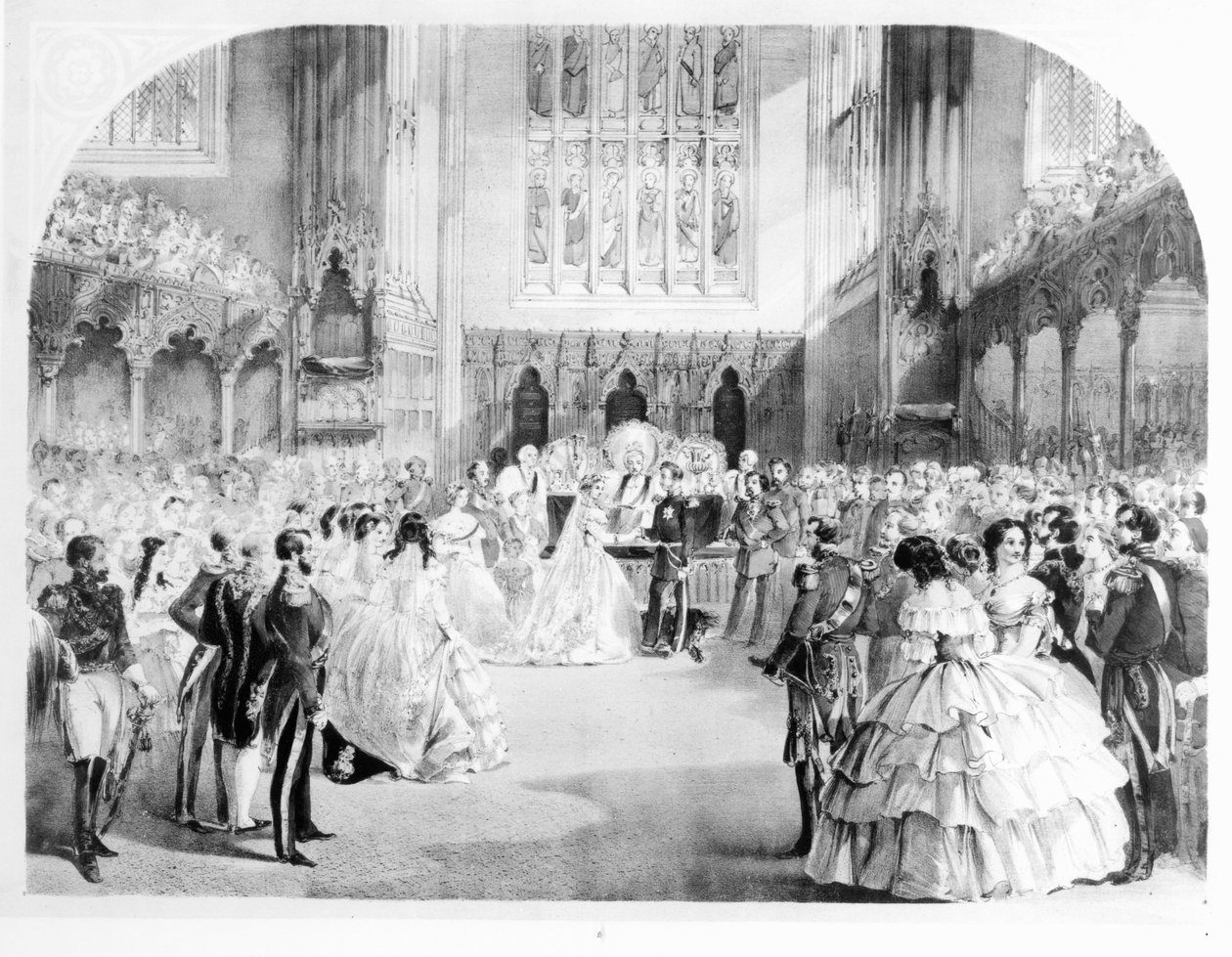 Die Hochzeit von Victoria, der Prinzessin Royal, und dem Kronprinzen Friedrich Wilhelm von Preußen in der Chapel Royal, St. James
