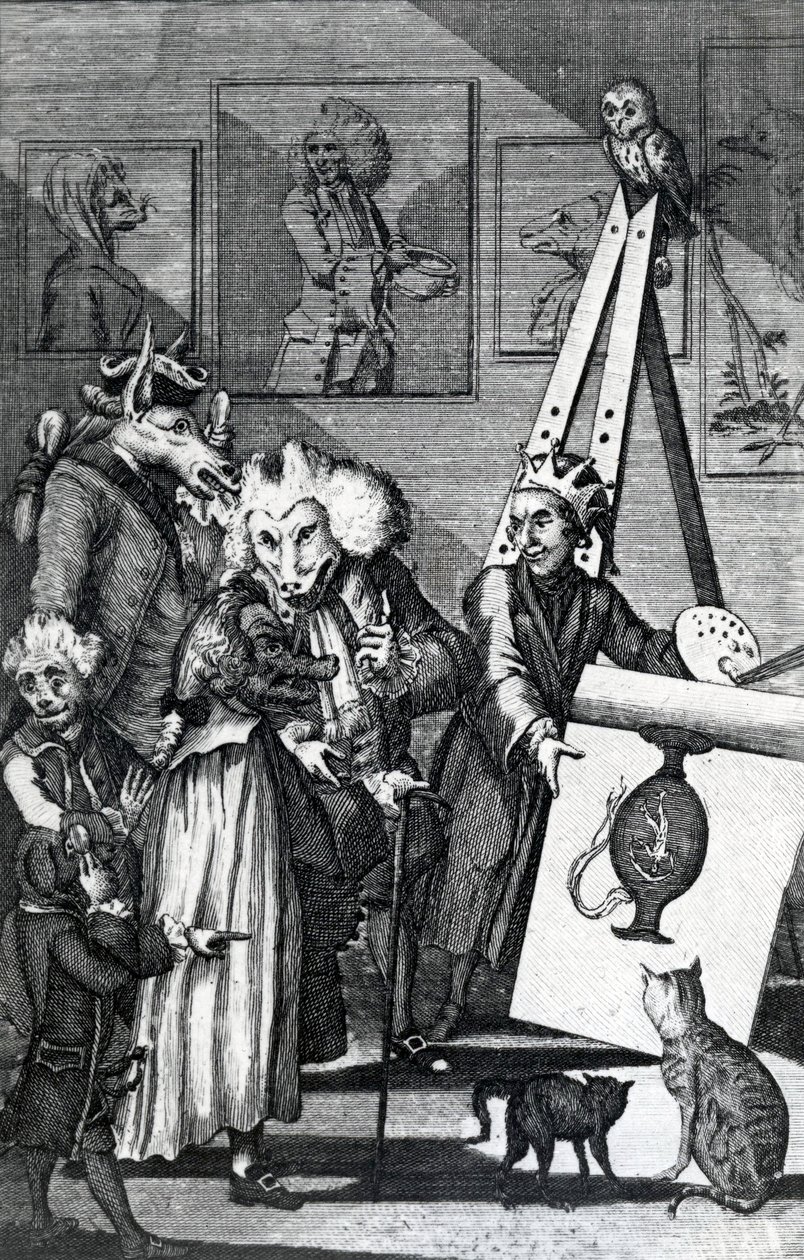Der Maler, der sein Bild den Kennern und Antiquaren zur Prüfung vorlegt, 1774 von English School