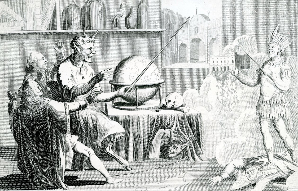 Das Parlament aufgelöst, oder der Teufel wird Wahrsager, graviert von G. Terry, um 1774 von English School