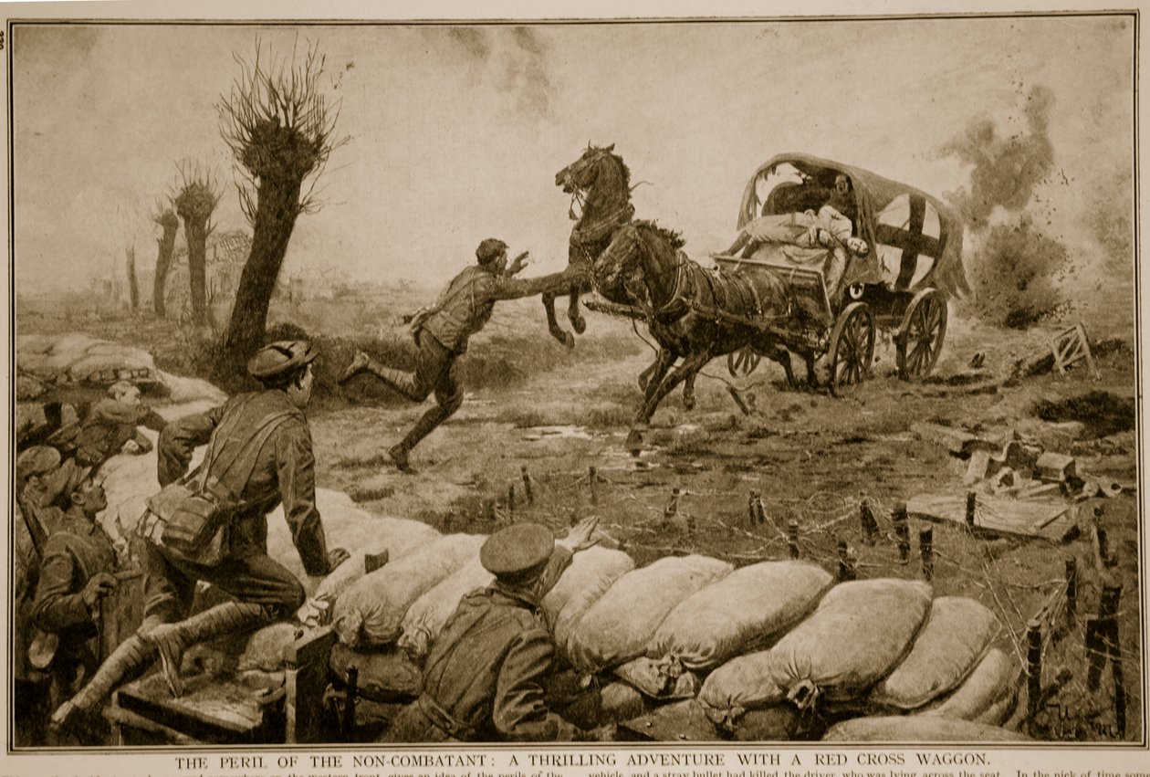 Die Gefahr des Nichtkombattanten, Ein aufregendes Abenteuer mit einem Rotkreuzwagen, 1914-19 von English School