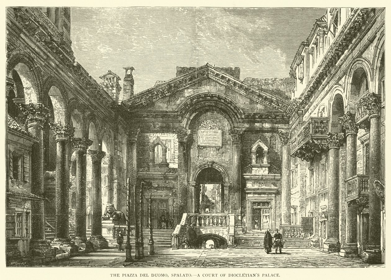 Piazza del Duomo, Spalato, ein Hof des Diokletianspalastes (Gravur) von English School