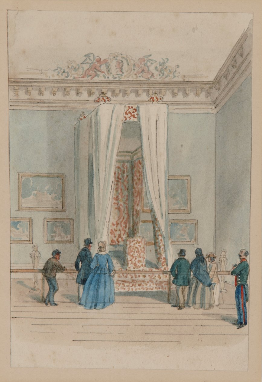 Das Schlafzimmer der Königin mit dem Staatsbett von Königin Anne, ca. 1860-70 von English School