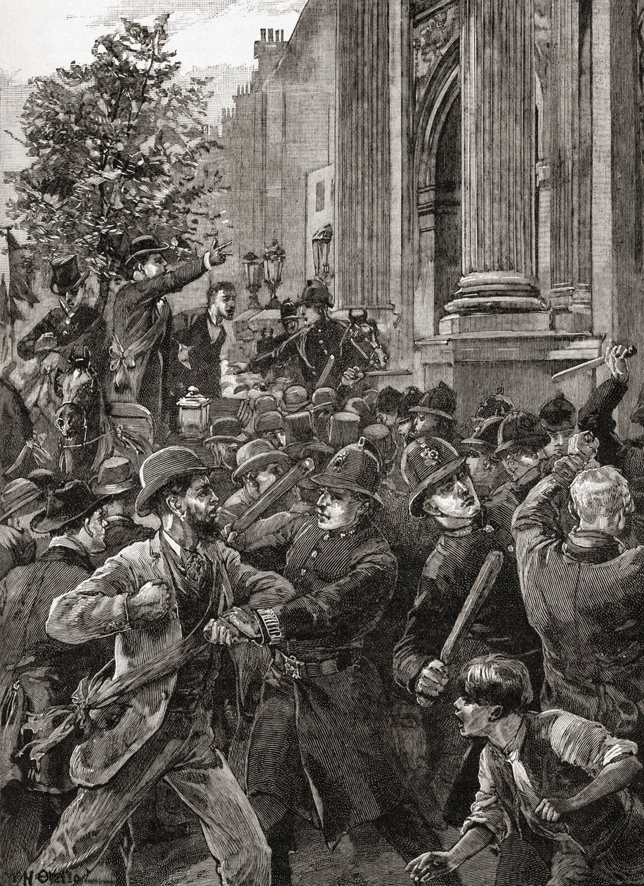 Die Reformleaguer bei der Demonstration im Hyde Park 1866 von English School