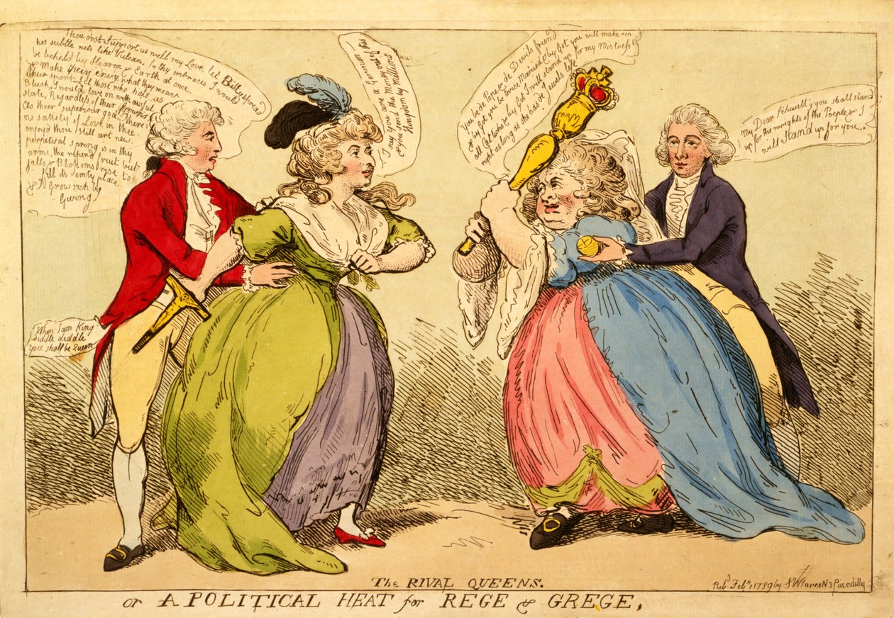 Die rivalisierenden Königinnen oder ein politisches Duell für Rege und Grege, 1789 von English School