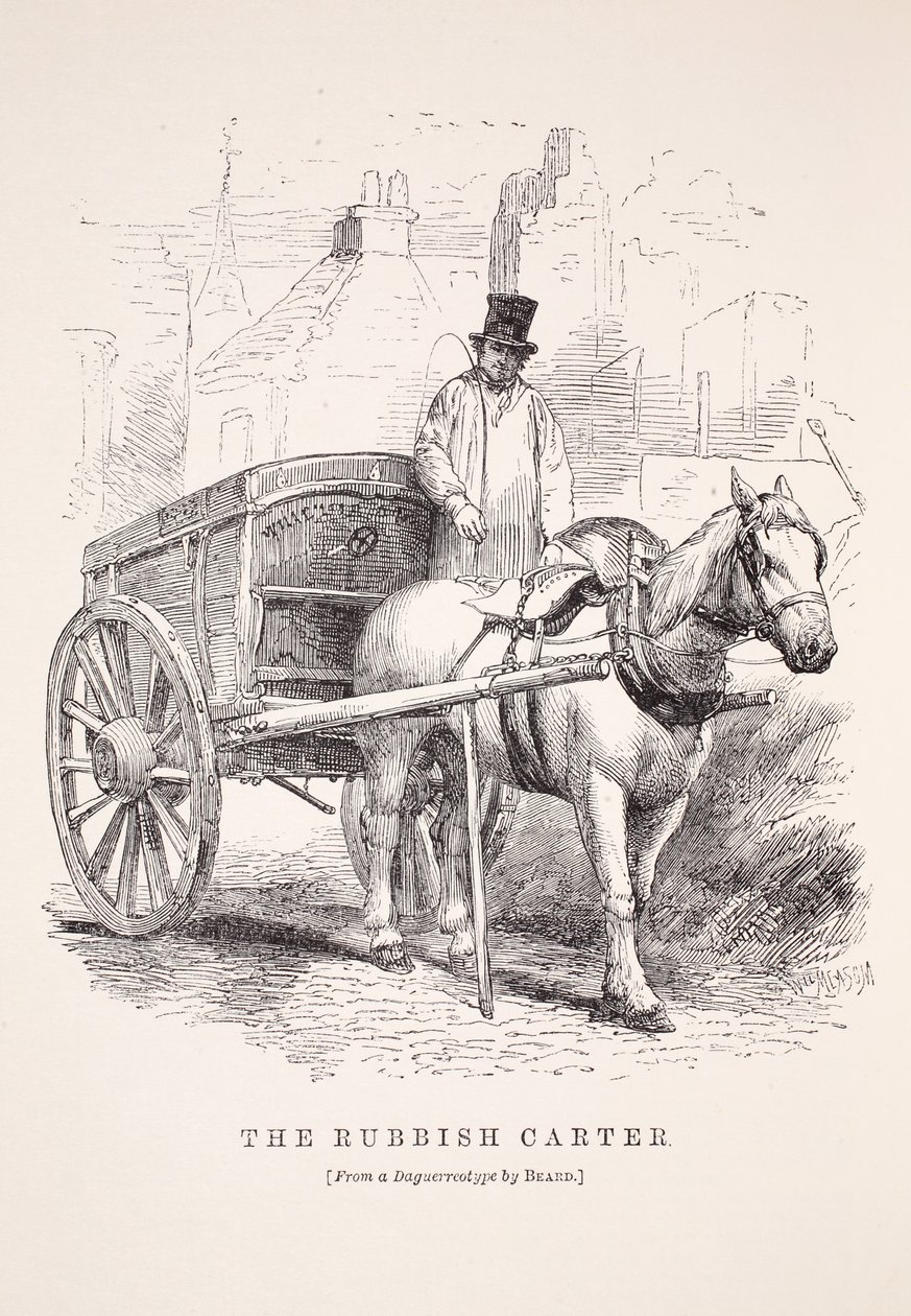 Der Müllkutscher, nach dem Daguerreotypie von Richard Beard, Illustration aus London Labour and London Poor von Henry Mayhew, veröffentlicht 1862 von English School