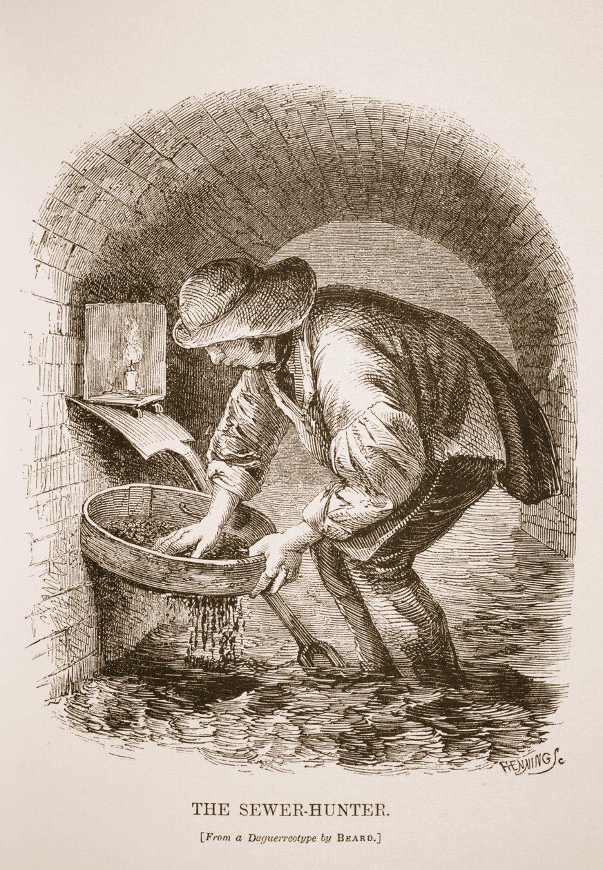 Der Kanalisationsjäger, nach dem Daguerreotypie von Richard Beard, Illustration aus London Labour and London Poor von Henry Mayhew, veröffentlicht 1862 von English School
