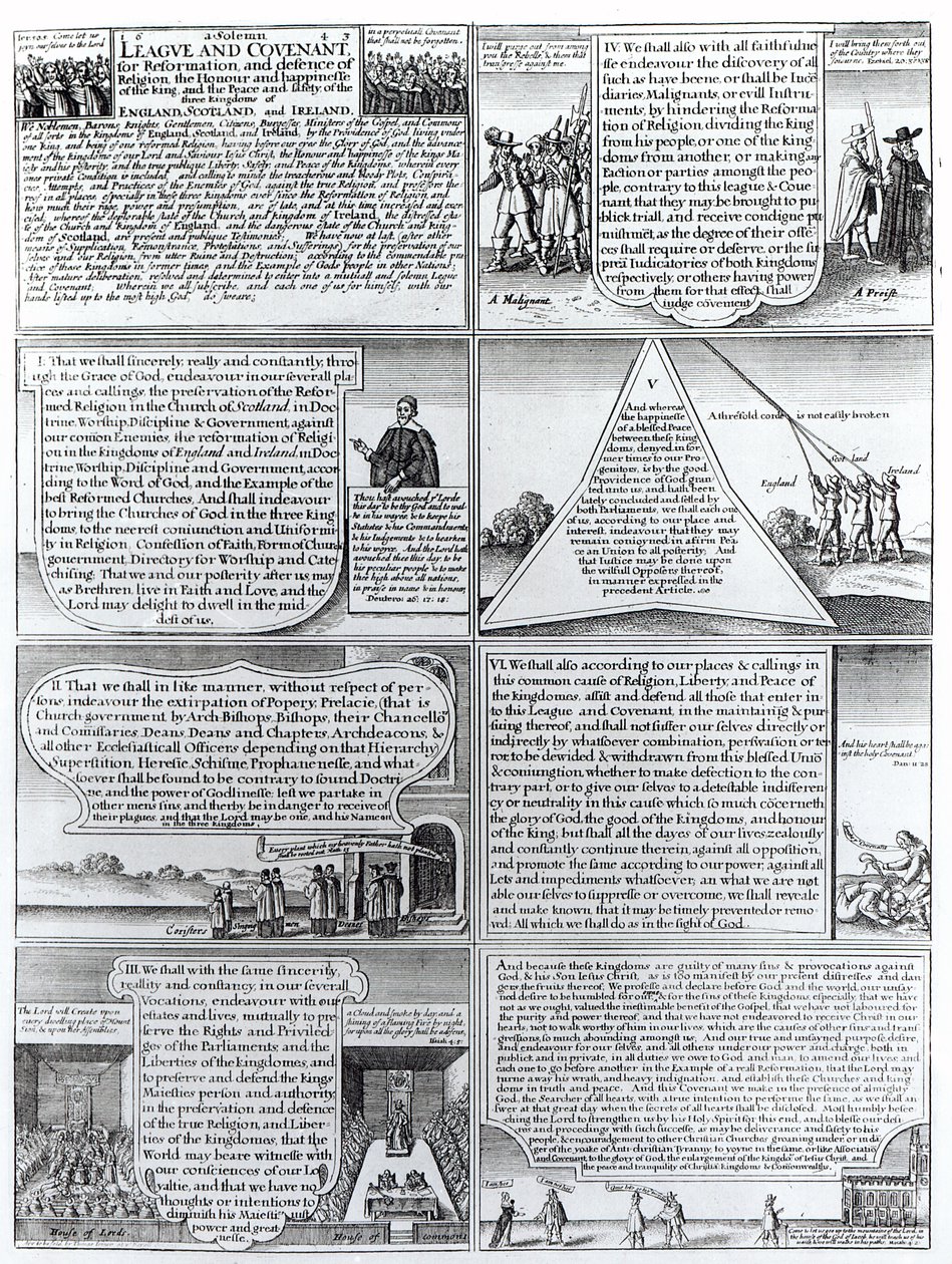 Der feierliche Bund und Pakt von 1643, graviert von W. Hollar (1607-77) von English School