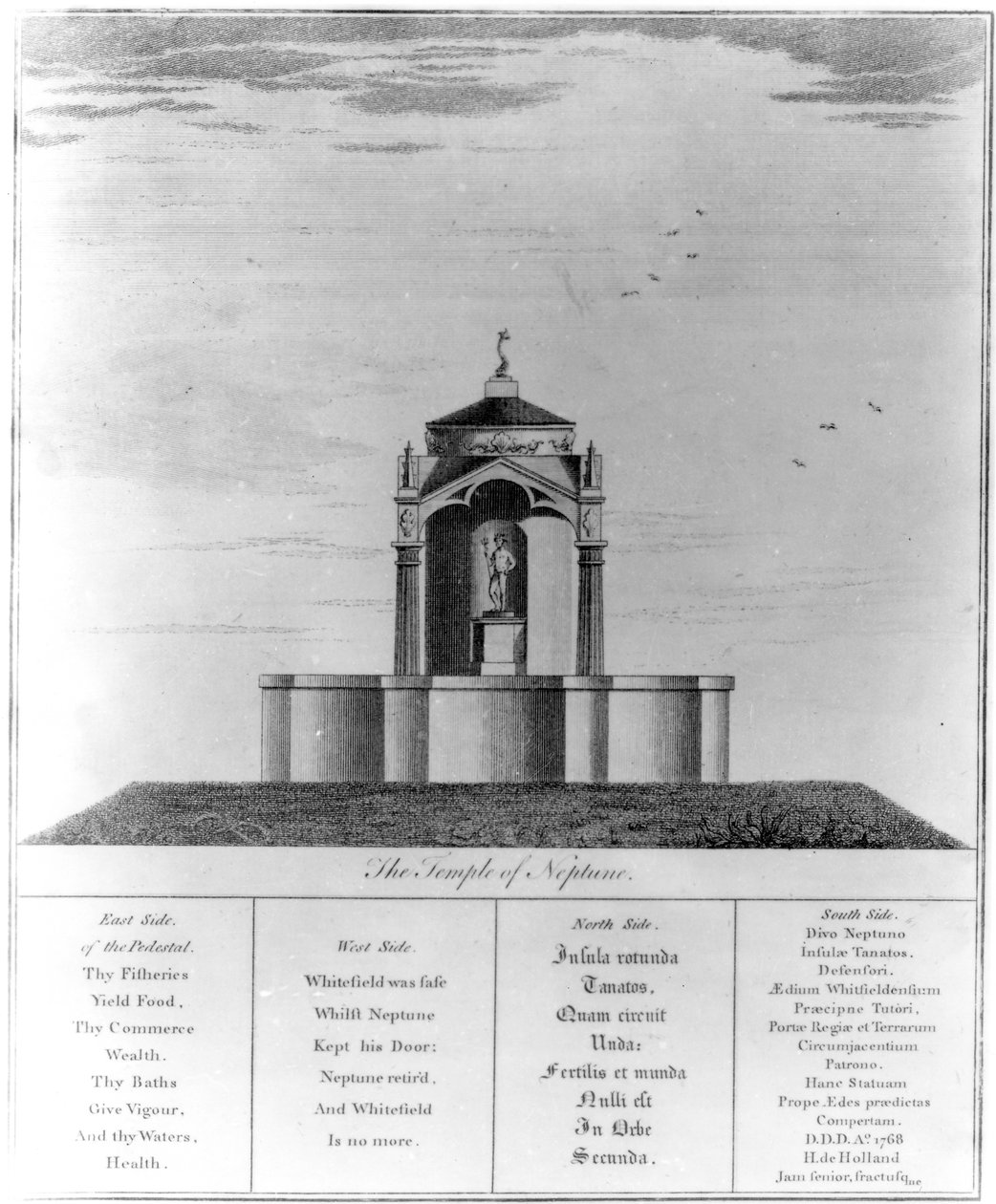 Der Tempel des Neptun in Kingsgate auf der Isle of Thanet, 1768 von English School