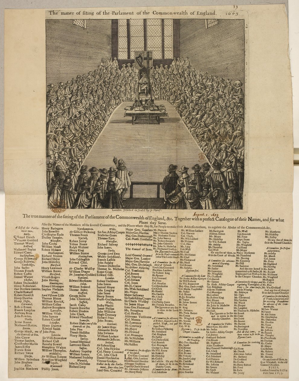 Die wahre Art des Sitzens des Parlaments des Commonwealth von England usw. Zusammen mit einem perfekten Katalog ihrer Namen und für welche Orte sie dienen von English School
