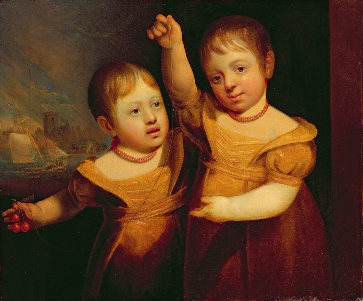 Die Zwillingskinder von Kapitän George Walsh, Meistermariner aus Selby, Yorkshire, ca. 1830 von English School