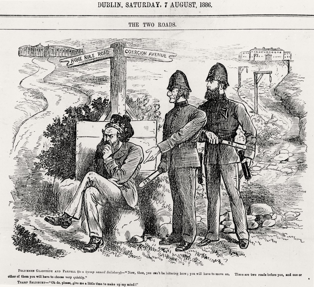 Die zwei Wege, Illustration, veröffentlicht 7. August 1886 von English School