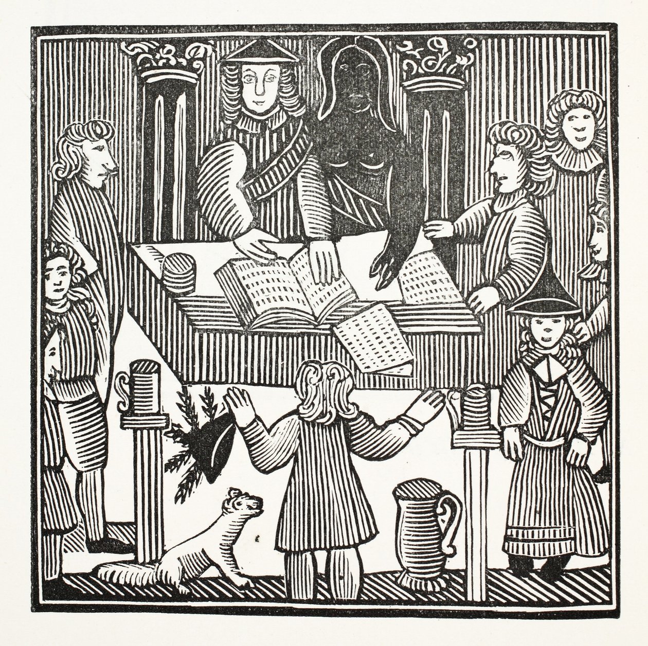 Der gesamte Prozess und die Anklage von Sir John Barleycorn, Knt., Illustration aus Chap-books des achtzehnten Jahrhunderts von John Ashton, veröffentlicht 1882 von English School