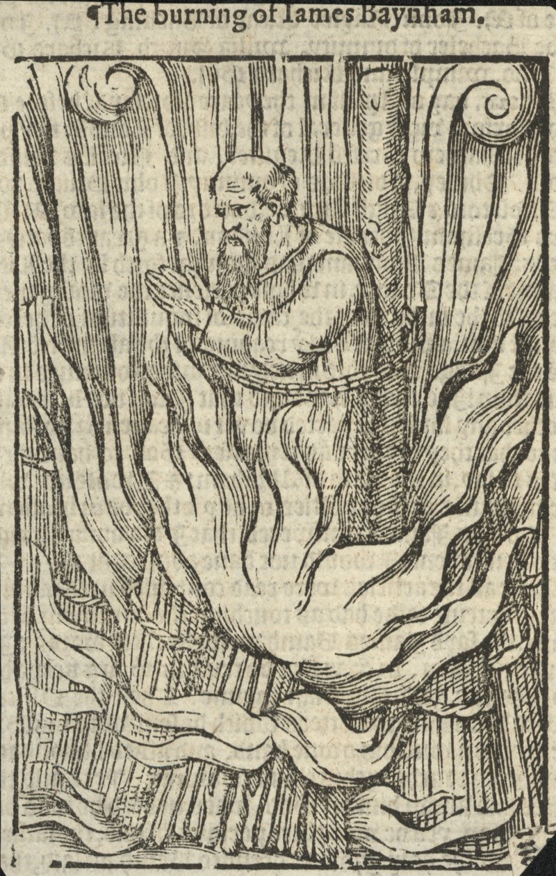 Die Verbrennung von James Baynham (Gravur) von English School