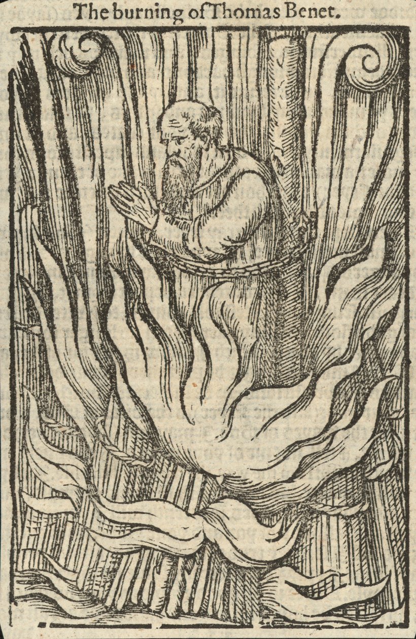 Das Verbrennen von Thomas Benet (Gravur) von English School