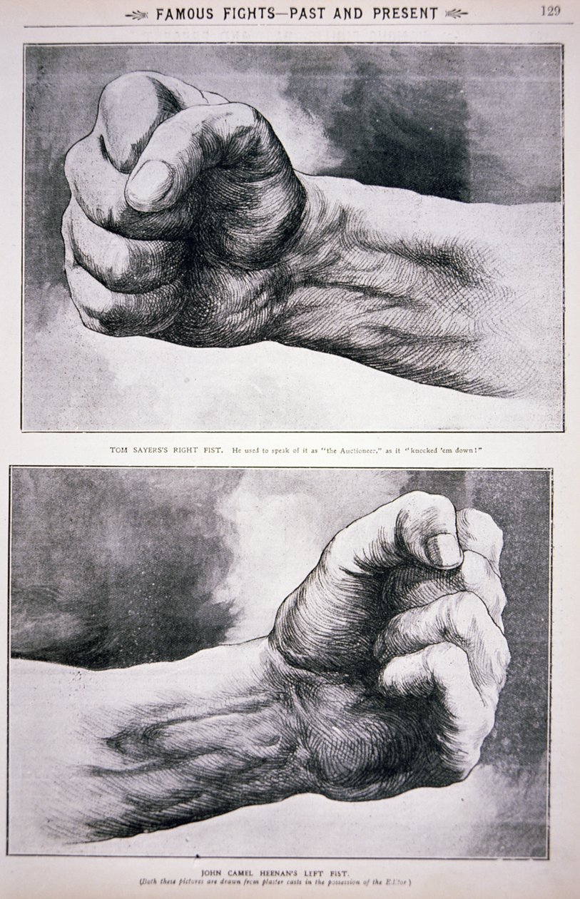 Die geballten Fäuste von Tom Sayers und John Heenan von English School