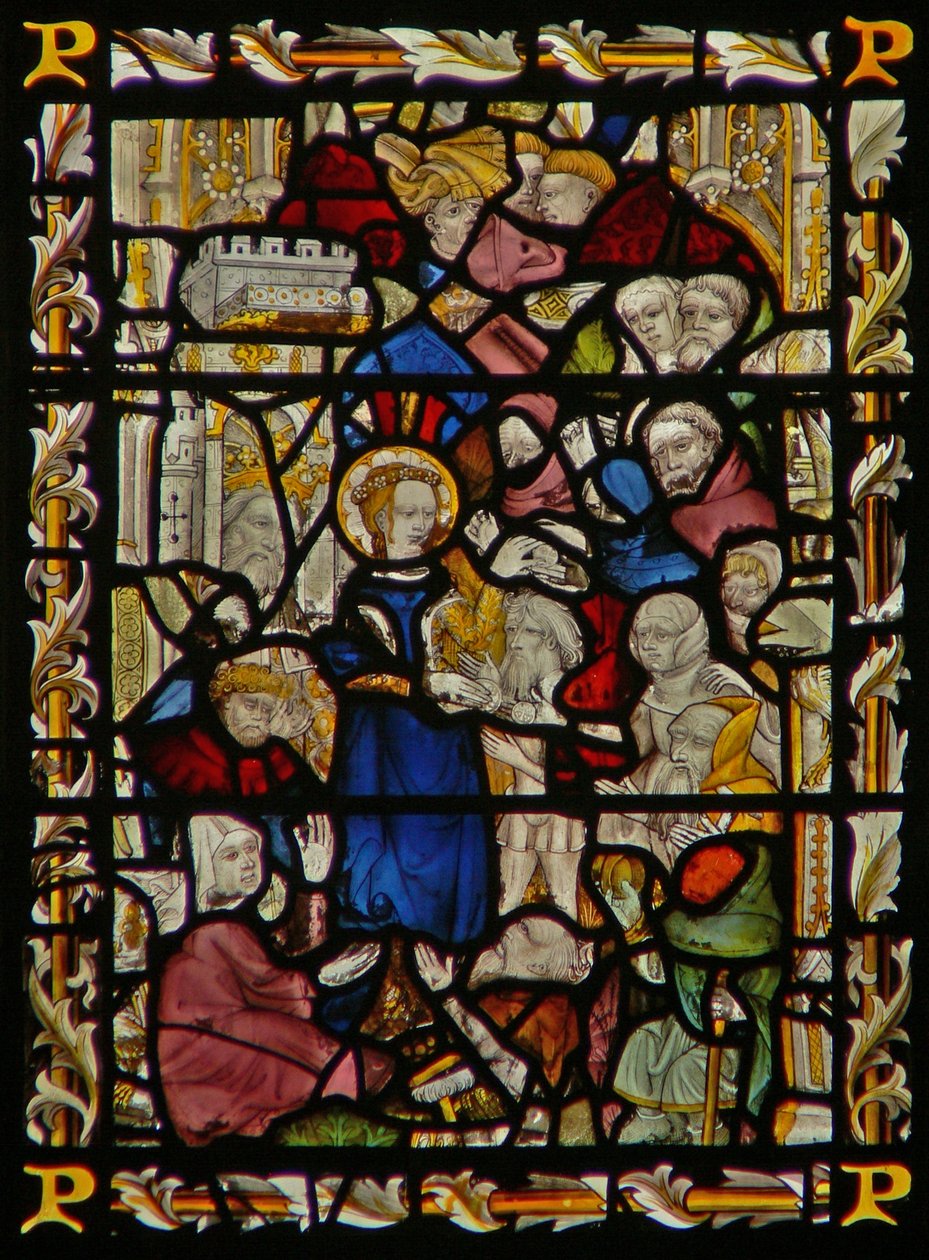 Das Ostfenster, das die heilige Elisabeth von Ungarn darstellt von English School