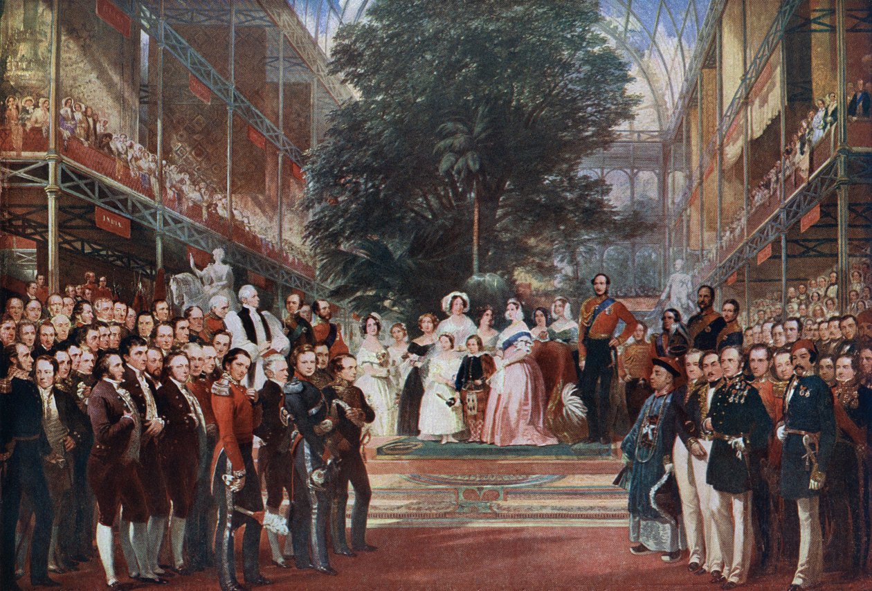 Die Eröffnung der Großen Ausstellung im Hyde Park, London, England durch Königin Victoria von English School