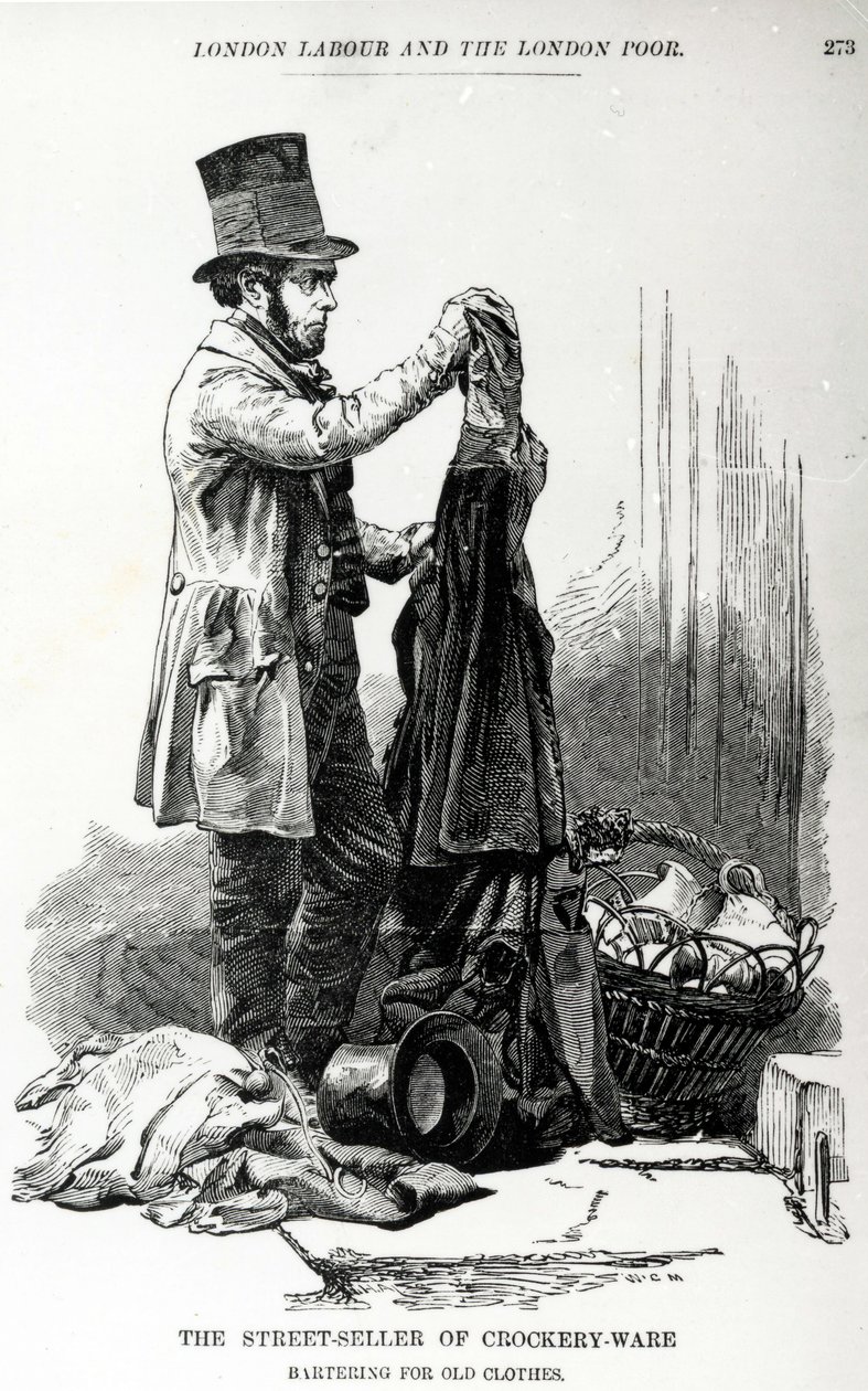 Der Straßenverkäufer von Töpferwaren im Tausch gegen alte Kleidung, ca. 1840 von English School