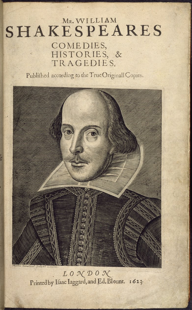Titelseite mit einem Porträt von Shakespeare, aus 