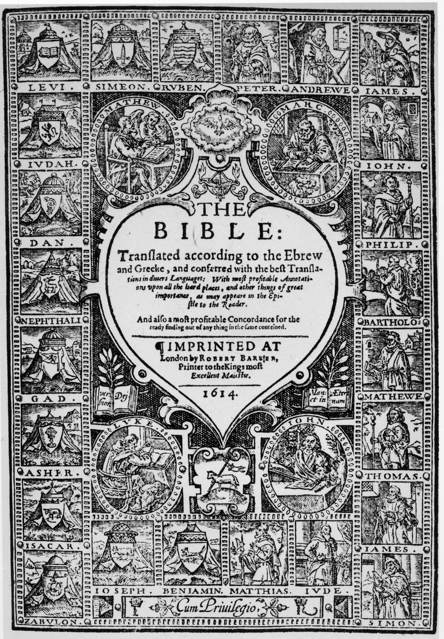 Titelseite der englischen Übersetzung der Genfer Bibel, 1614 von English School