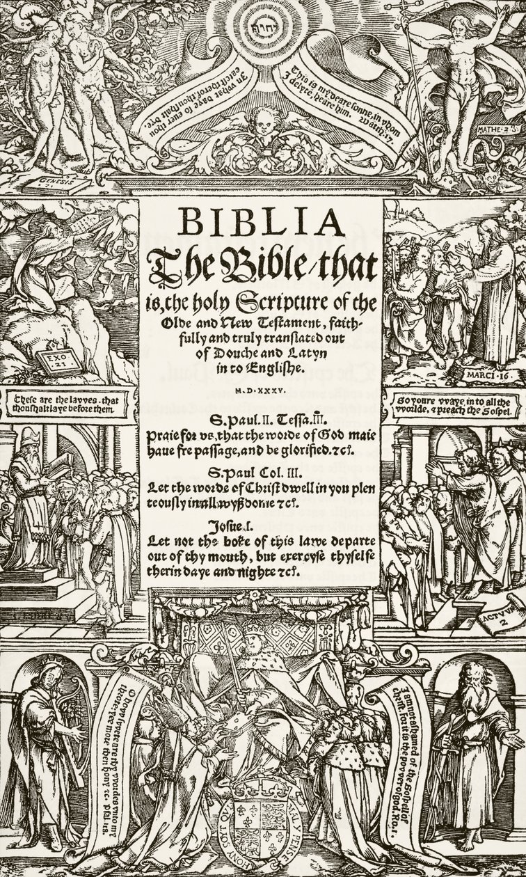 Titelseite der Coverdale-Bibel, gedruckt 1535, aus 
