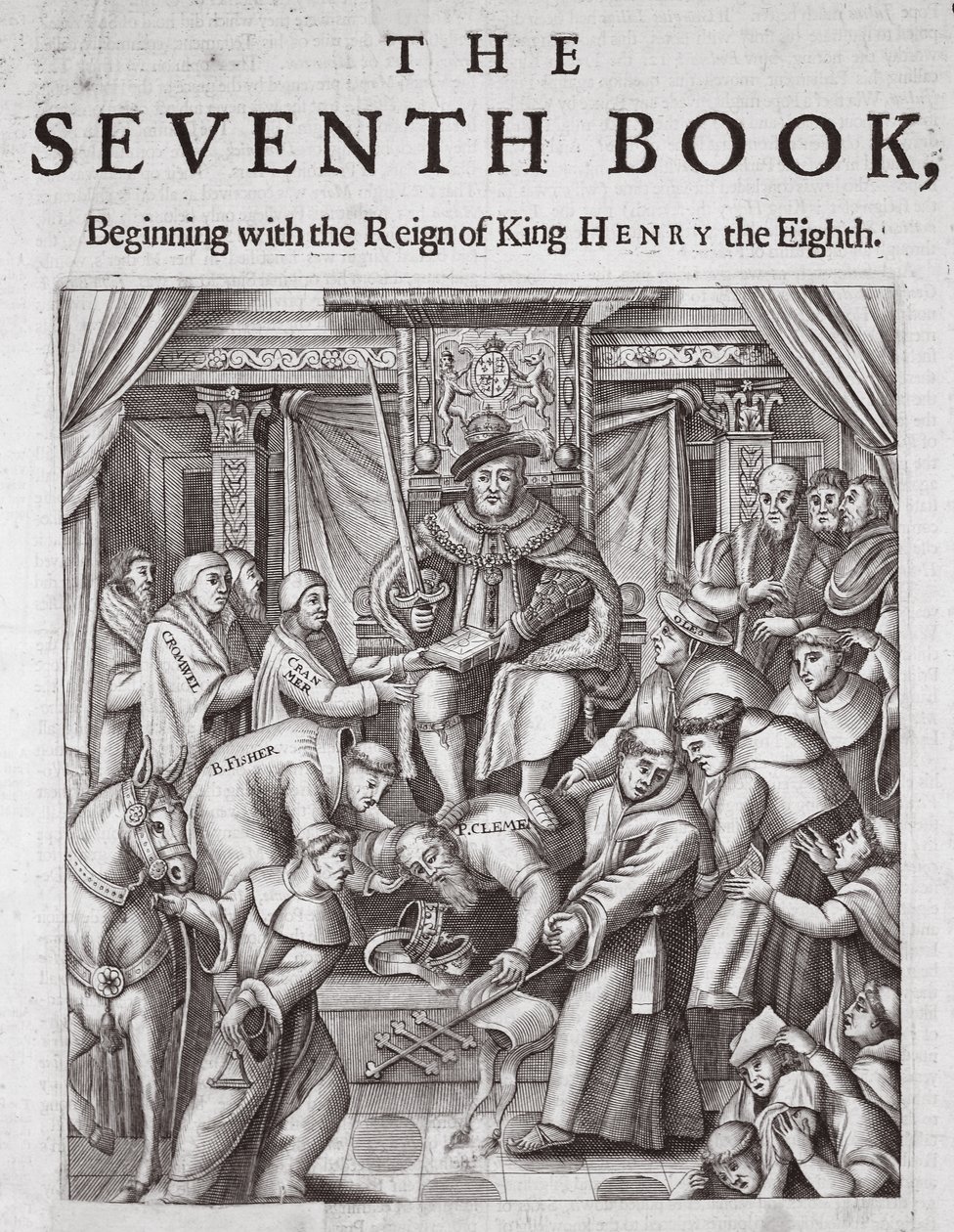 Titelseite, Das siebte Buch, aus Acts and Monuments von John Foxe, neunte Ausgabe, veröffentlicht 1684 von English School
