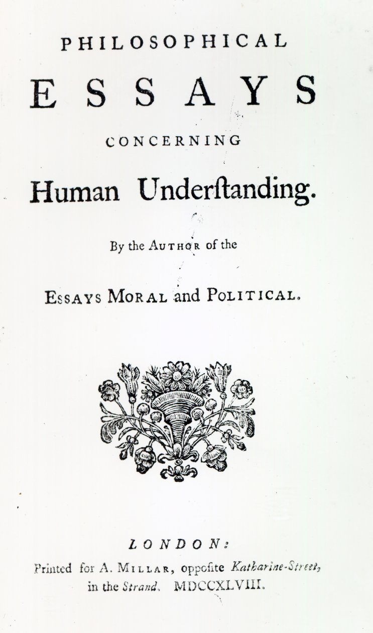 Titelseite von Philosophische Essays über das menschliche Verständnis von David Hume, 1748 von English School