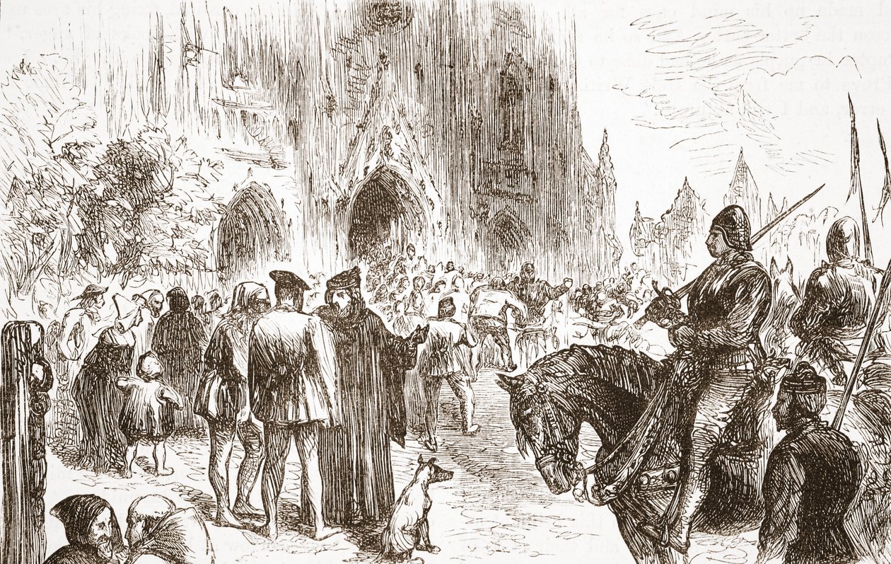Prozess gegen Jerome: Warten auf das Urteil, Illustration aus Die Geschichte des Protestantismus von James Aitken Wylie, veröffentlicht 1878 von English School