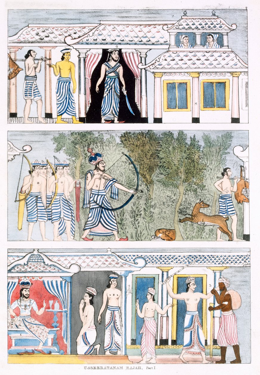 Usseeratanam Rajah, Teil I, aus Die Geschichte und Lehre des Buddhismus von Edward Upham, 1829 von English School