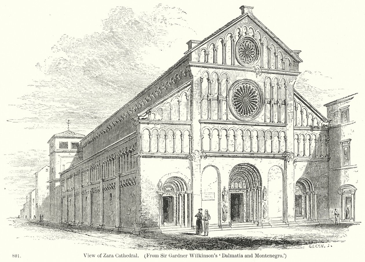 Ansicht der Zara Kathedrale (Gravur) von English School