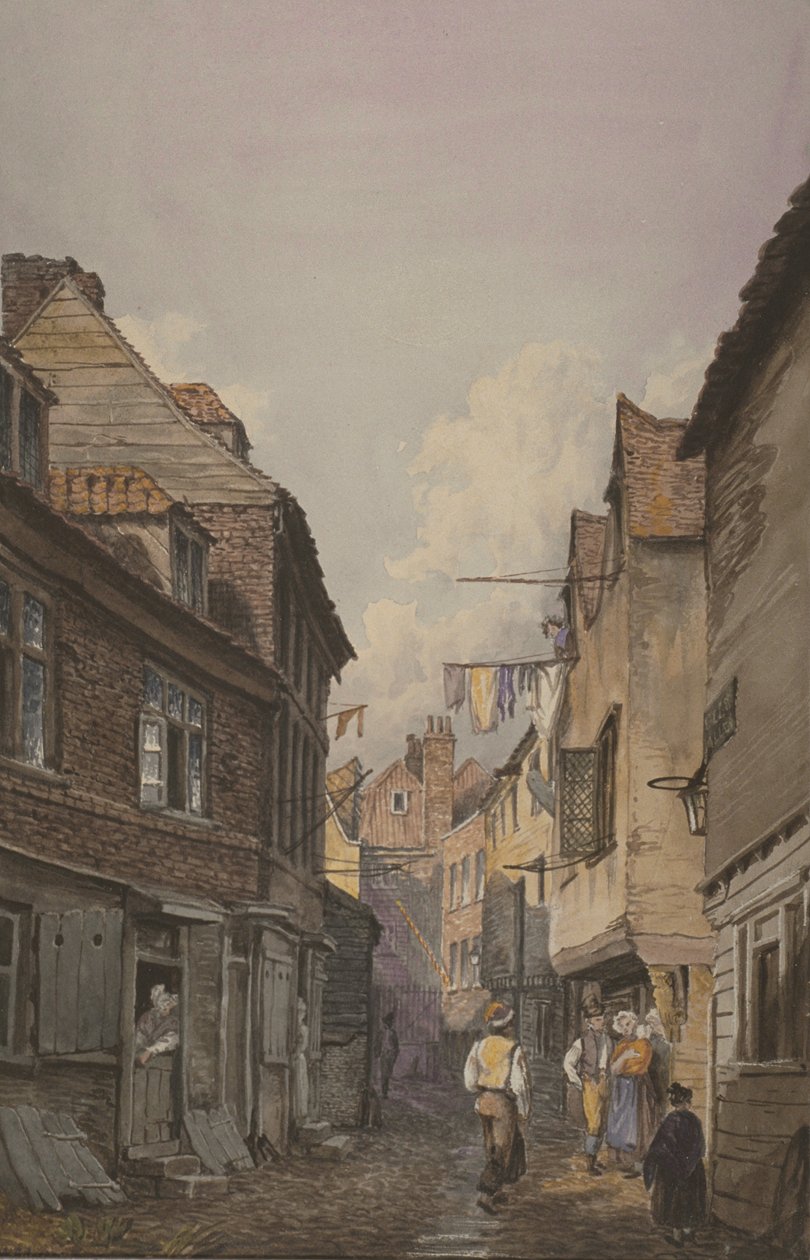 Ansicht von Figuren in Glean Alley, Bermondsey, ca. 1825 von English School