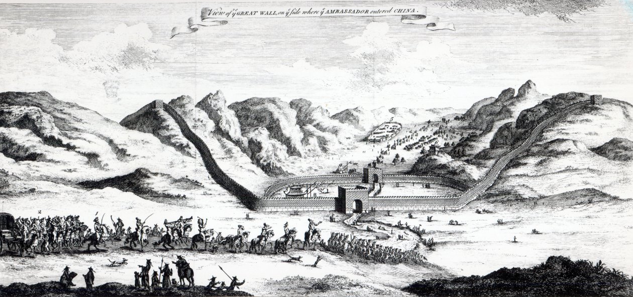 Ansicht der Großen Mauer auf der Seite, wo der Botschafter China betrat, aus 