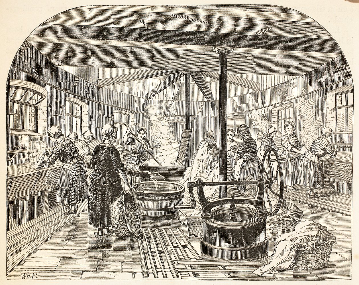Waschhaus im Brixton-Gefängnis, Illustration aus The Criminal Prisons of London and Scenes from Prison Life von Henry Mayhew und John Binny, veröffentlicht 1862 von English School