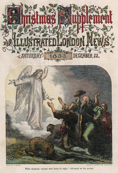 Während Hirten nachts ihre Herden bewachten, vom Titelblatt der Illustrated London News, Weihnachtssupplement, 1855 von English School