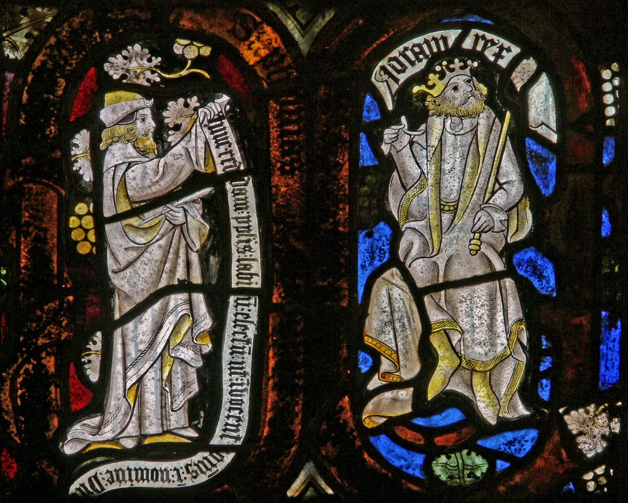 Fenster Ew, Jessebaum-Figuren: ein Prophet und Joram von English School