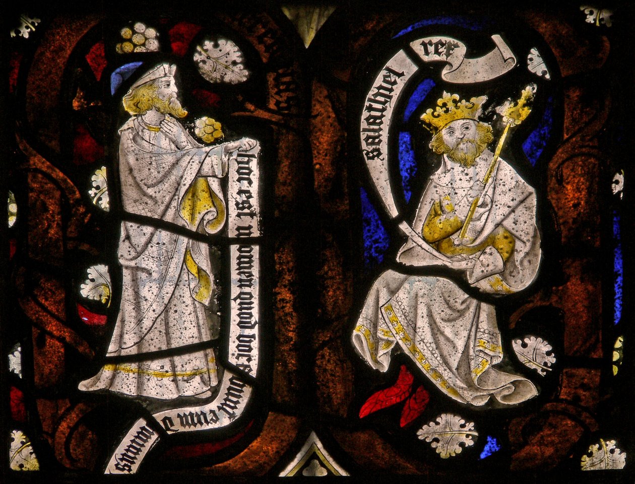 Fenster Ew, Jessebaum-Figuren: Prophet und Salathiel von English School
