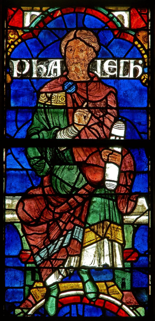 Fenster, das eine genealogische Figur zeigt: Phalec von English School