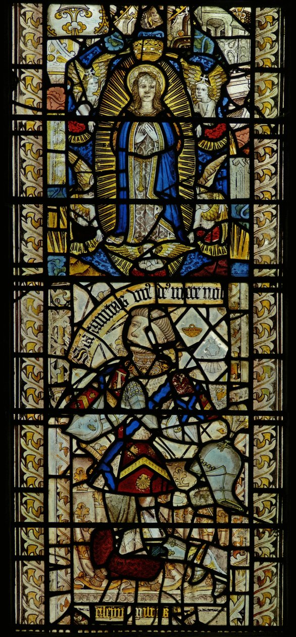 Fenster, das die Aufnahme Mariens in den Himmel darstellt von English School