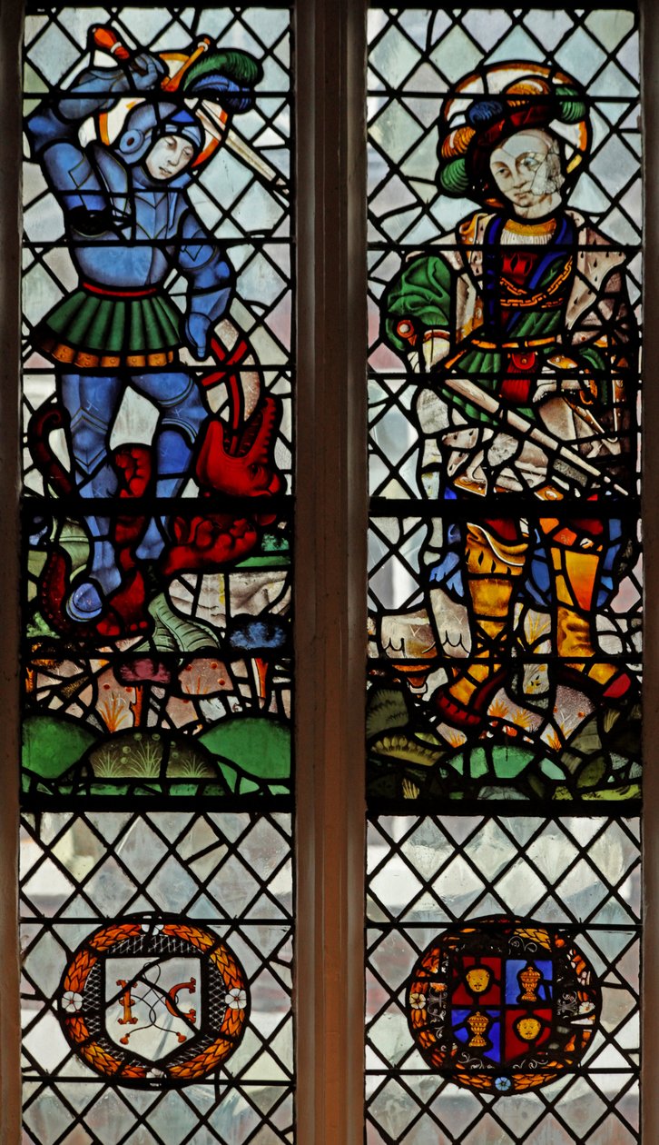 Fenster S4 mit St. Georg und St. Martin; Wappen von English School